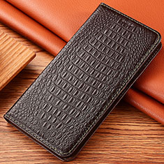 Leather Case Stands Flip Cover Holder H24P for Apple iPhone 13 Brown