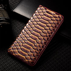 Leather Case Stands Flip Cover Holder H25P for Motorola Moto Edge 40 5G Brown