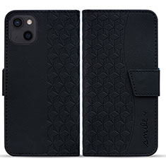 Leather Case Stands Flip Cover Holder HF1 for Apple iPhone 14 Black