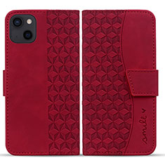 Leather Case Stands Flip Cover Holder HF1 for Apple iPhone 14 Red