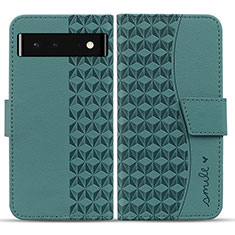Leather Case Stands Flip Cover Holder HF1 for Google Pixel 6 5G Green