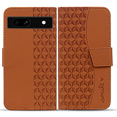 Leather Case Stands Flip Cover Holder HF1 for Google Pixel 7a 5G Brown