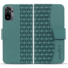 Leather Case Stands Flip Cover Holder HF1 for Xiaomi Redmi Note 10 4G Green