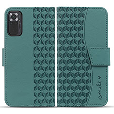 Leather Case Stands Flip Cover Holder HF1 for Xiaomi Redmi Note 10 Pro 4G Green