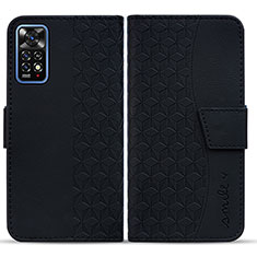 Leather Case Stands Flip Cover Holder HF1 for Xiaomi Redmi Note 11 Pro 4G Black