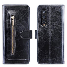 Leather Case Stands Flip Cover Holder JDK for Samsung Galaxy Z Fold3 5G Black