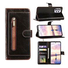 Leather Case Stands Flip Cover Holder JDK1 for Samsung Galaxy A52 5G Brown
