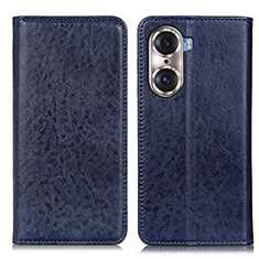 Leather Case Stands Flip Cover Holder K01Z for Huawei Honor 60 5G Blue