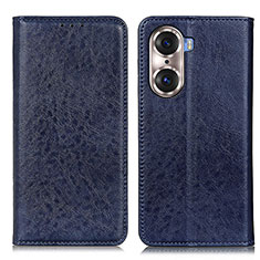 Leather Case Stands Flip Cover Holder K01Z for Huawei Honor 60 Pro 5G Blue