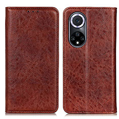 Leather Case Stands Flip Cover Holder K01Z for Huawei Nova 9 Brown