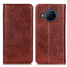 Leather Case Stands Flip Cover Holder K01Z for Nokia X100 5G Brown