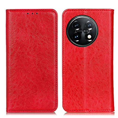 Leather Case Stands Flip Cover Holder K01Z for OnePlus 11 5G Red