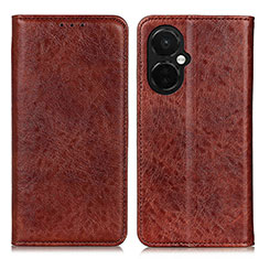 Leather Case Stands Flip Cover Holder K01Z for OnePlus Nord CE 3 5G Brown
