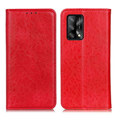 Leather Case Stands Flip Cover Holder K01Z for Oppo A74 4G Red