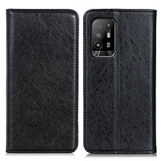 Leather Case Stands Flip Cover Holder K01Z for Oppo F19 Pro+ Plus 5G Black