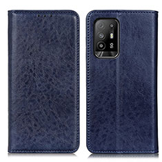 Leather Case Stands Flip Cover Holder K01Z for Oppo F19 Pro+ Plus 5G Blue