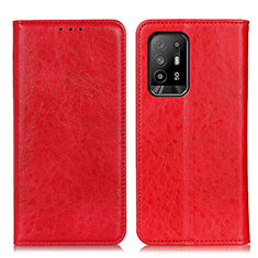 Leather Case Stands Flip Cover Holder K01Z for Oppo F19 Pro+ Plus 5G Red