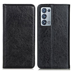 Leather Case Stands Flip Cover Holder K01Z for Oppo Reno6 Pro 5G Black