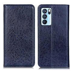 Leather Case Stands Flip Cover Holder K01Z for Oppo Reno6 Pro 5G India Blue