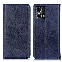 Leather Case Stands Flip Cover Holder K01Z for Oppo Reno7 4G Blue