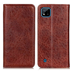 Leather Case Stands Flip Cover Holder K01Z for Realme C11 (2021) Brown