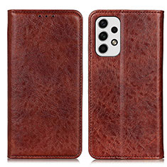 Leather Case Stands Flip Cover Holder K01Z for Samsung Galaxy A23 4G Brown