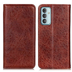 Leather Case Stands Flip Cover Holder K01Z for Samsung Galaxy F13 4G Brown