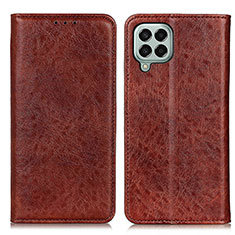 Leather Case Stands Flip Cover Holder K01Z for Samsung Galaxy M33 5G Brown