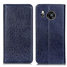 Leather Case Stands Flip Cover Holder K01Z for Sharp Aquos Sense7 Blue