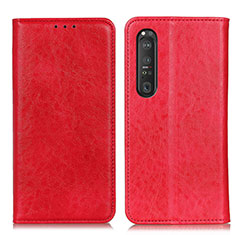 Leather Case Stands Flip Cover Holder K01Z for Sony Xperia 1 III Red