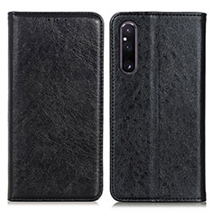 Leather Case Stands Flip Cover Holder K01Z for Sony Xperia 1 V Black