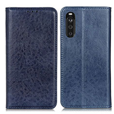Leather Case Stands Flip Cover Holder K01Z for Sony Xperia 10 III Blue
