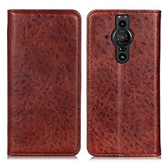 Leather Case Stands Flip Cover Holder K01Z for Sony Xperia PRO-I Brown