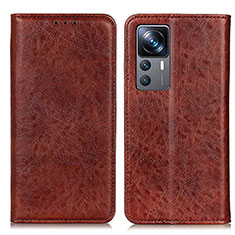 Leather Case Stands Flip Cover Holder K01Z for Xiaomi Mi 12T 5G Brown