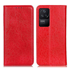 Leather Case Stands Flip Cover Holder K01Z for Xiaomi Poco F4 5G Red