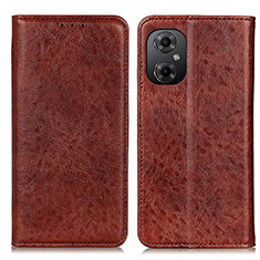 Leather Case Stands Flip Cover Holder K01Z for Xiaomi Poco M4 5G Brown