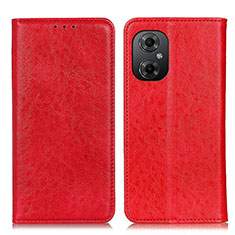 Leather Case Stands Flip Cover Holder K01Z for Xiaomi Poco M4 5G Red