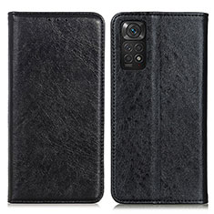 Leather Case Stands Flip Cover Holder K01Z for Xiaomi Redmi Note 11 4G (2022) Black