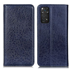 Leather Case Stands Flip Cover Holder K01Z for Xiaomi Redmi Note 11 4G (2022) Blue