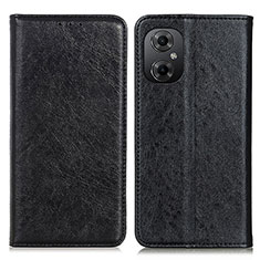 Leather Case Stands Flip Cover Holder K01Z for Xiaomi Redmi Note 11R 5G Black