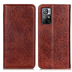 Leather Case Stands Flip Cover Holder K01Z for Xiaomi Redmi Note 11S 5G Brown