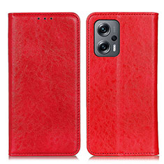 Leather Case Stands Flip Cover Holder K01Z for Xiaomi Redmi Note 11T Pro 5G Red