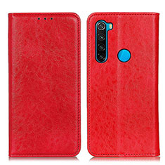 Leather Case Stands Flip Cover Holder K01Z for Xiaomi Redmi Note 8 (2021) Red