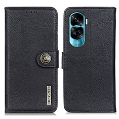 Leather Case Stands Flip Cover Holder K02Z for Huawei Honor 90 Lite 5G Black