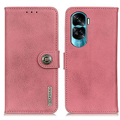 Leather Case Stands Flip Cover Holder K02Z for Huawei Honor 90 Lite 5G Pink