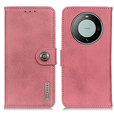 Leather Case Stands Flip Cover Holder K02Z for Huawei Mate 60 Pro Pink