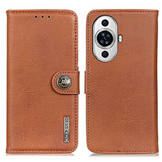 Leather Case Stands Flip Cover Holder K02Z for Huawei Nova 11 Pro Brown