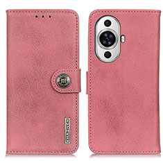 Leather Case Stands Flip Cover Holder K02Z for Huawei Nova 11 Pro Pink