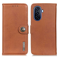 Leather Case Stands Flip Cover Holder K02Z for Huawei Nova Y71 Brown
