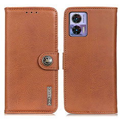 Leather Case Stands Flip Cover Holder K02Z for Motorola Moto Edge 30 Neo 5G Brown